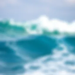 A vibrant ocean scene showcasing varying water temperatures.