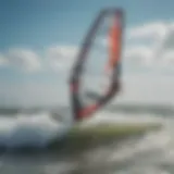 Windsurfer gliding over the ocean waves at Myrtle Beach