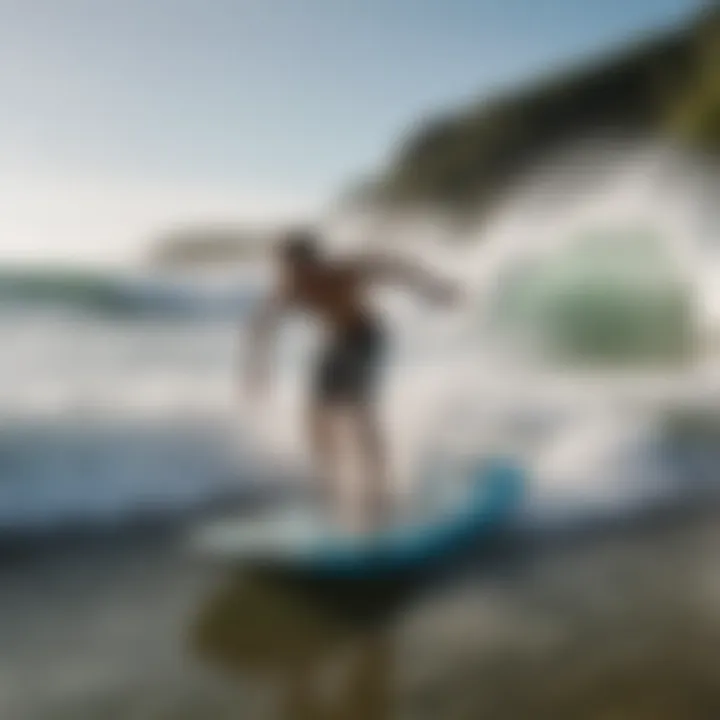 An XL boogie board in action on a vibrant wave